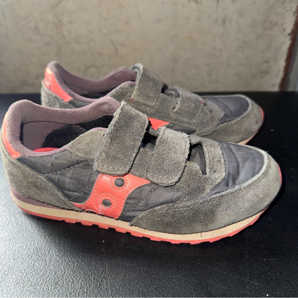 Saucony Kids Gray and Coral Sneakers